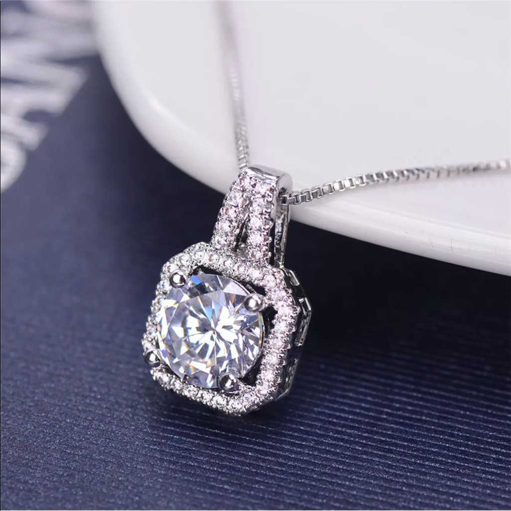 Silver Plated Simulated Diamond Necklace